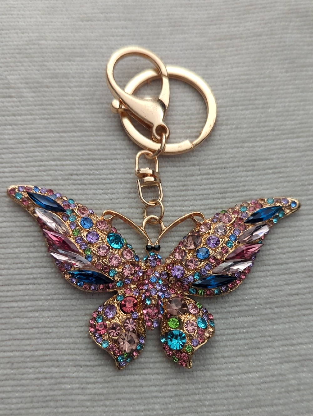Multicolor Crystal Butterfly Keychain Charm - Fashion Jewelry